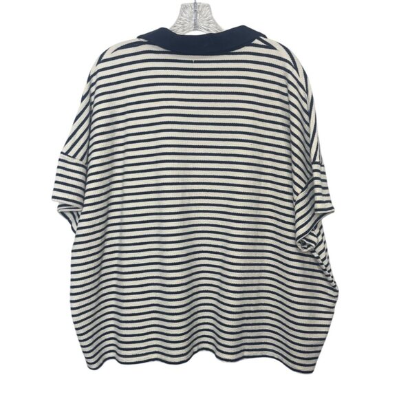 Maurices Striped Deep Vneck Cropped Top Womens 3X Blue White Striped New - Picture 2 of 8